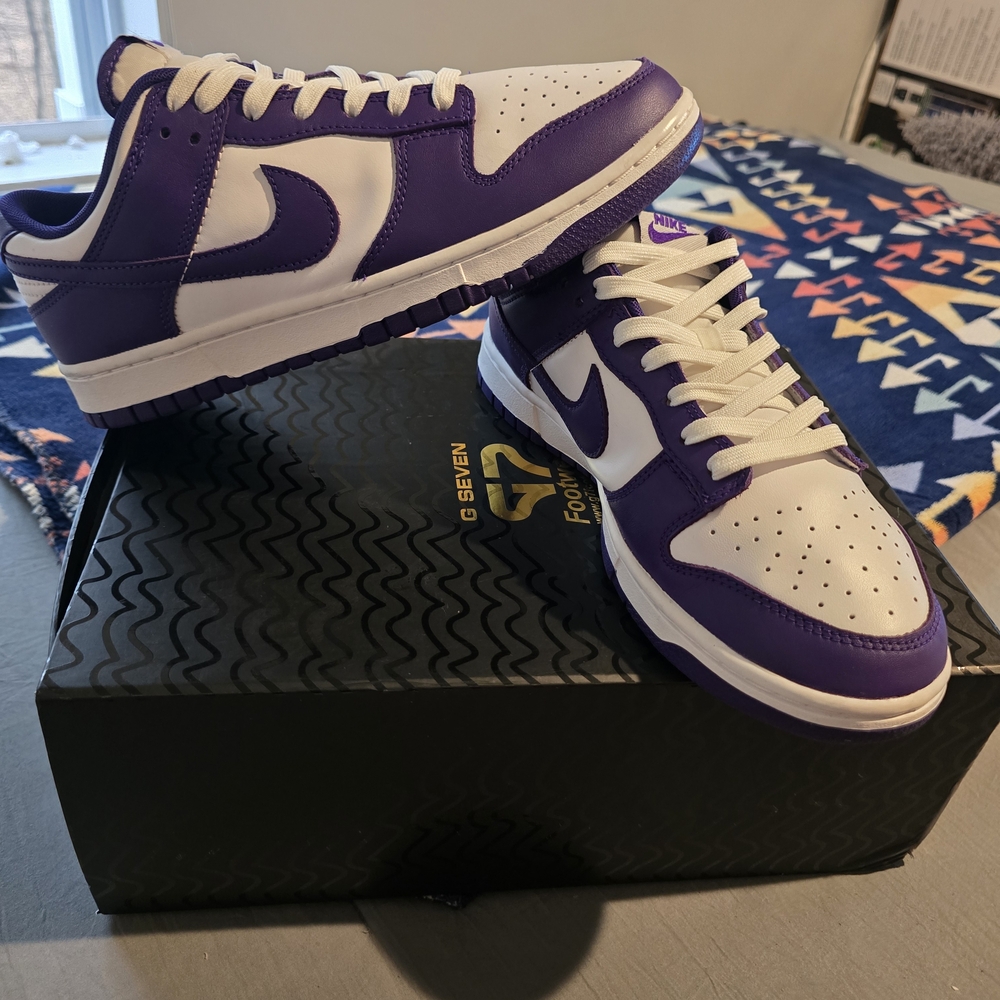 Nike Dunk Low Championship Court Purple White Low Top Sneakers Size 9 Men's